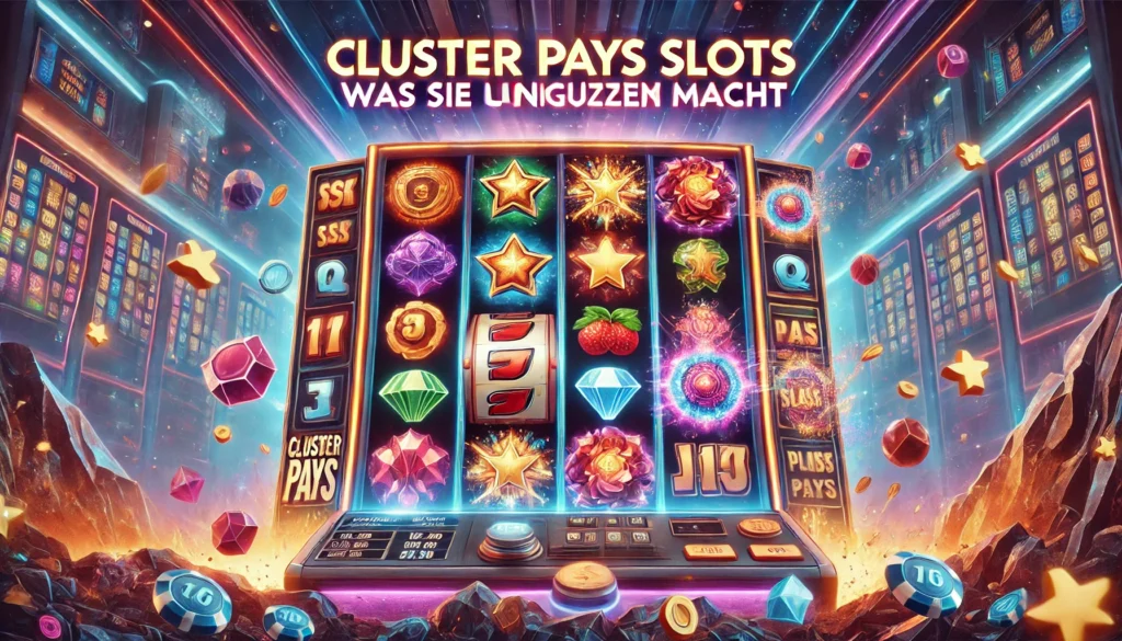 DALLE 20250327 123848 A colorful and modern 169 banner image for a blog post titled Cluster Pays Slots Was sie einzigartig macht Cluster Pays Slots What makes them un SlotPalast